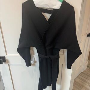 Elegant Black Wrap Midi Dress